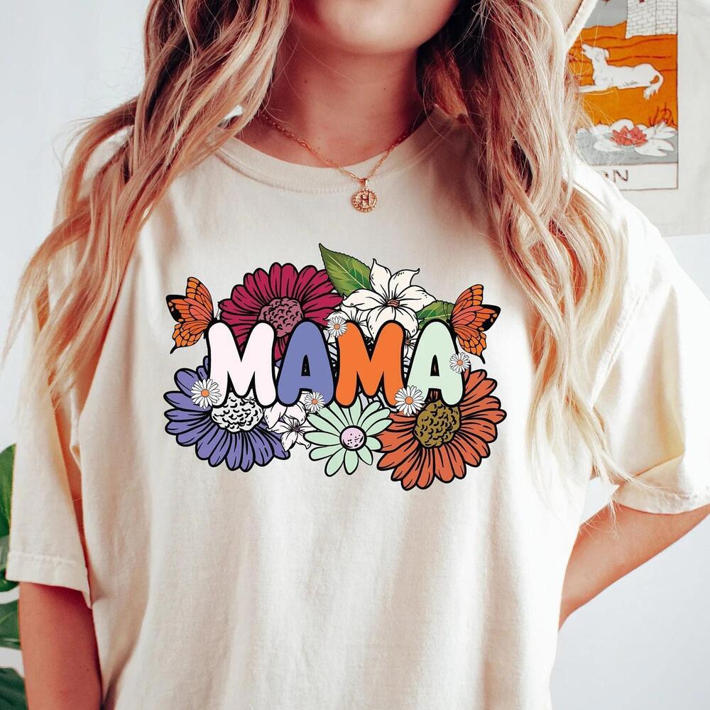 Retro Floral Mama Shirt, Boho Mama Shirt, Mama Shirt, Mother_S Day Shirt